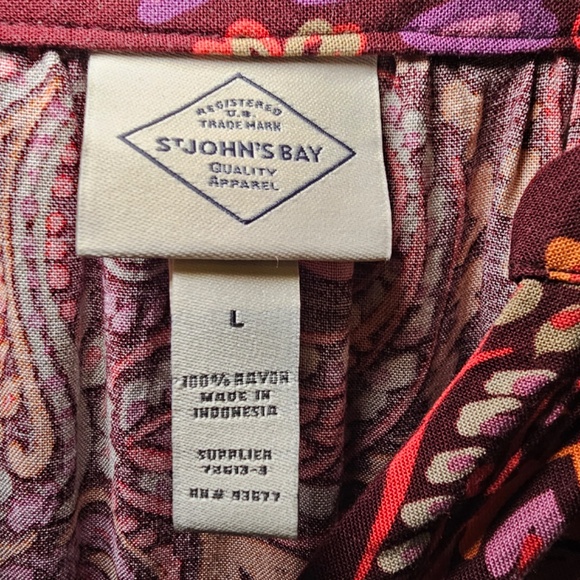 St. John's Bay Womens Long Sleeve Paisley A-Line Dress size L - Picture 4 of 7